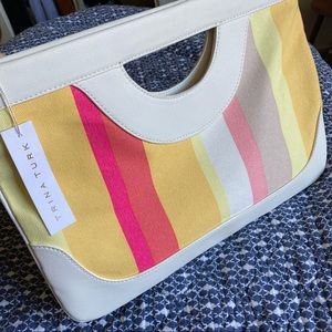 Trina Turk Solaire Stripe Canvas Clutch NWT